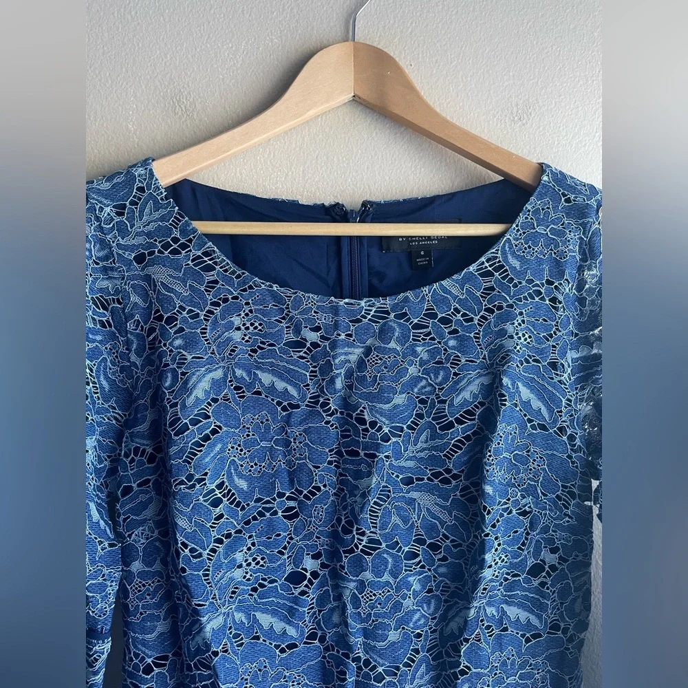 Laundry By Shelli Segal Los Angeles Blue Mid Dress Size 6 - Picture 2 of 12